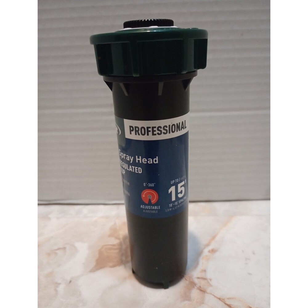 ORBIT #80308 Professional Series Adjustable Pop-Up Sprinkler Black/w Green Head